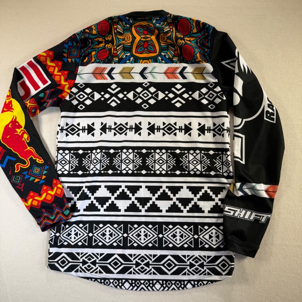 Fox Racing Red Bull Motocross Jersey Skull Headdress Graphic Long Sleeve Small - Picture 3 of 8